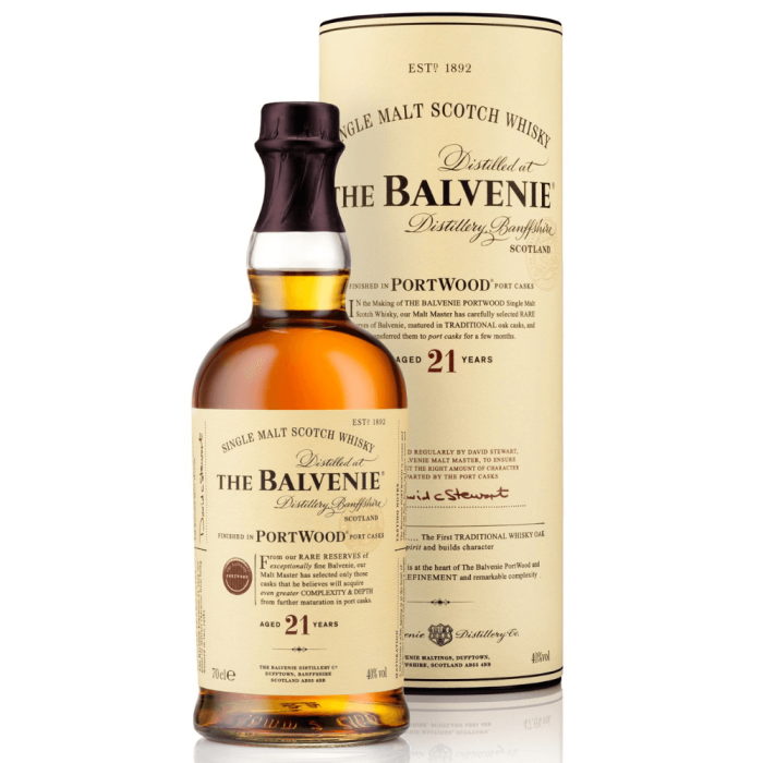 THE BALVENIE 21YO PORT WOOD WHISKY SINGLE MALT 0,7L + TUBA