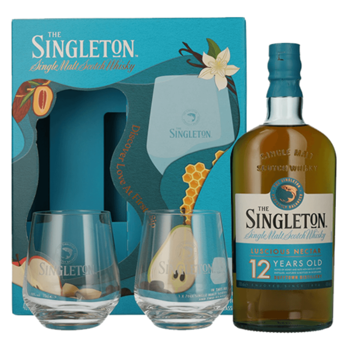 THE SINGLETON 12YO WHISKY SINGLE MALT 0,7L + 2 SZKLANKI