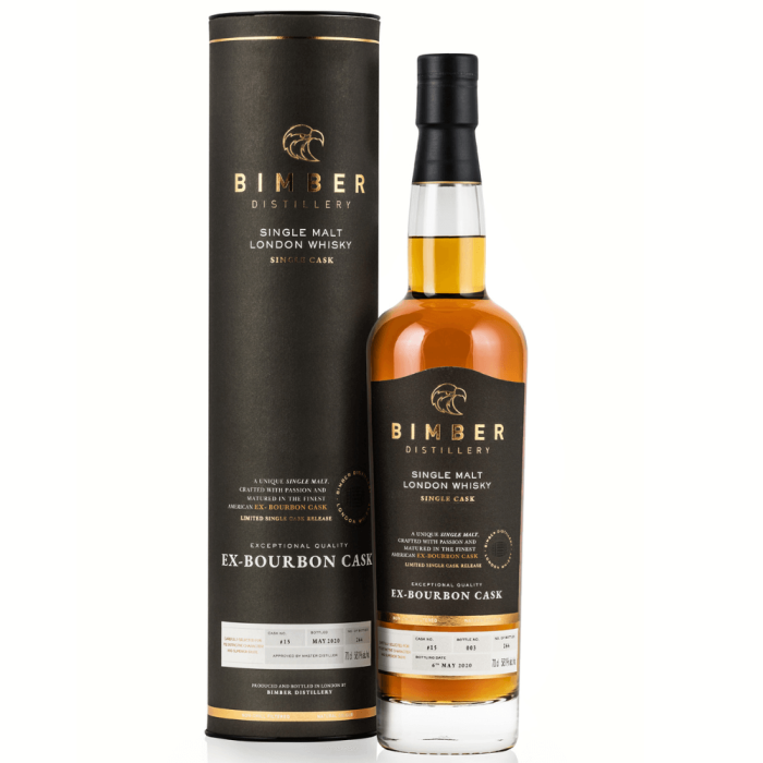 BIMBER DISTILLERY LONDON EX-BOURBON SINGLE CASK WHISKY SINGLE MALT 0,7L + TUBA