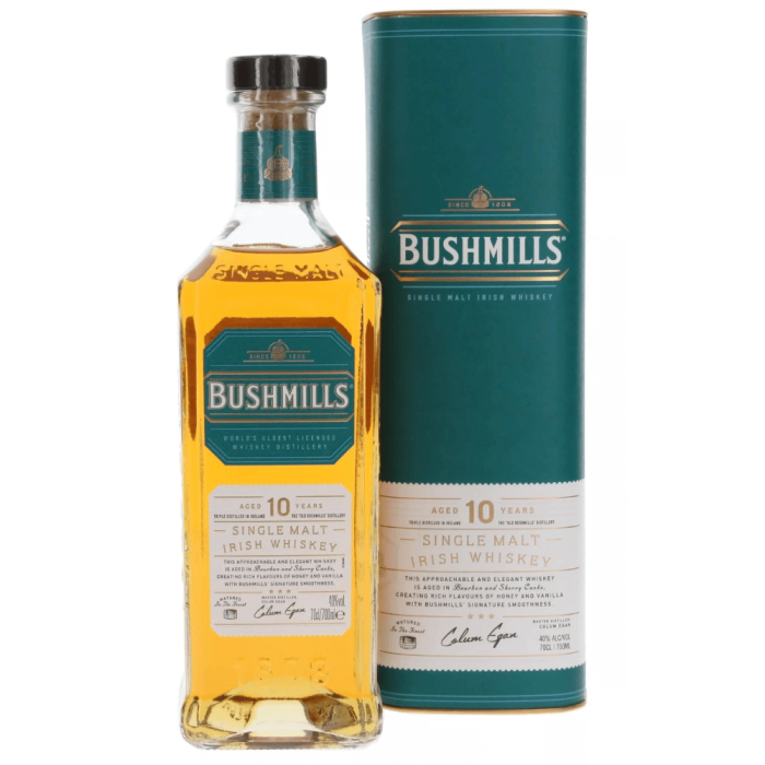 BUSHMILLS 10YO WHISKY SINGLE MALT 0,7L + TUBA