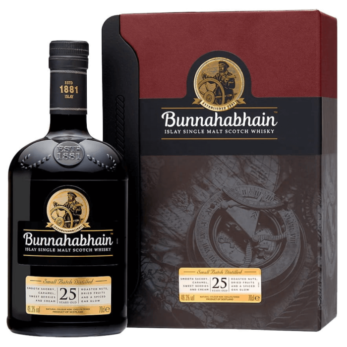 BUNNAHABHAIN 25YO WHISKY SINGLE MALT 0,7L + SKRZYNKA