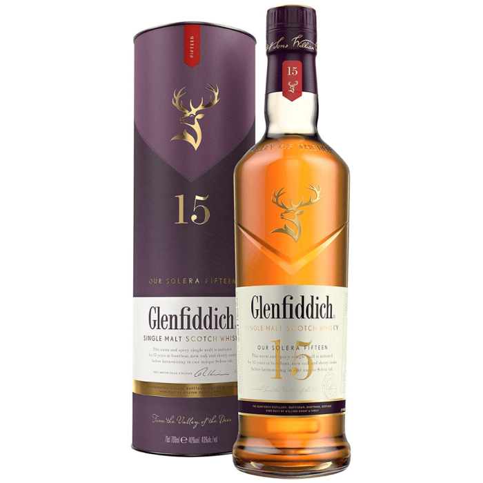 GLENFIDDICH 15YO WHISKY SINGLE MALT 0,7L + TUBA