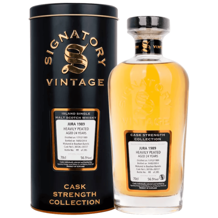 JURA 1989 PEATED SIGNATORY SINGLE MALT 0,7L + PUSZKA