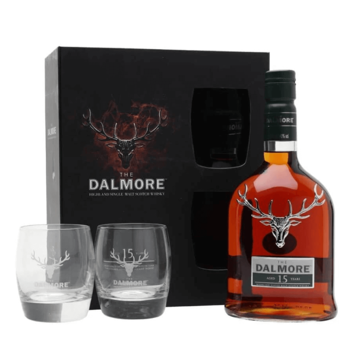 THE DALMORE 15YO WHISKY SINGLE MALT 0,7L + 2 SZKLANKI