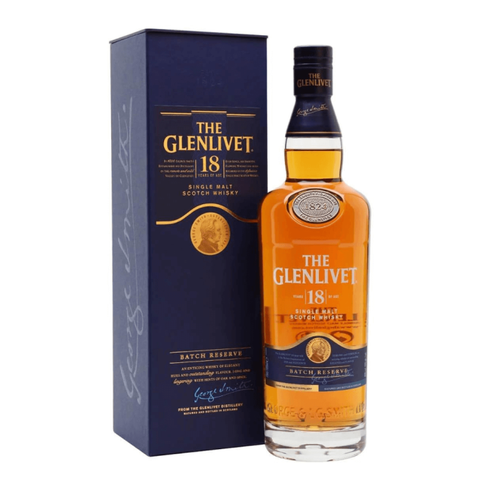 THE GLENLIVET 18YO WHISKY SINGLE MALT 0,7L + KARTON