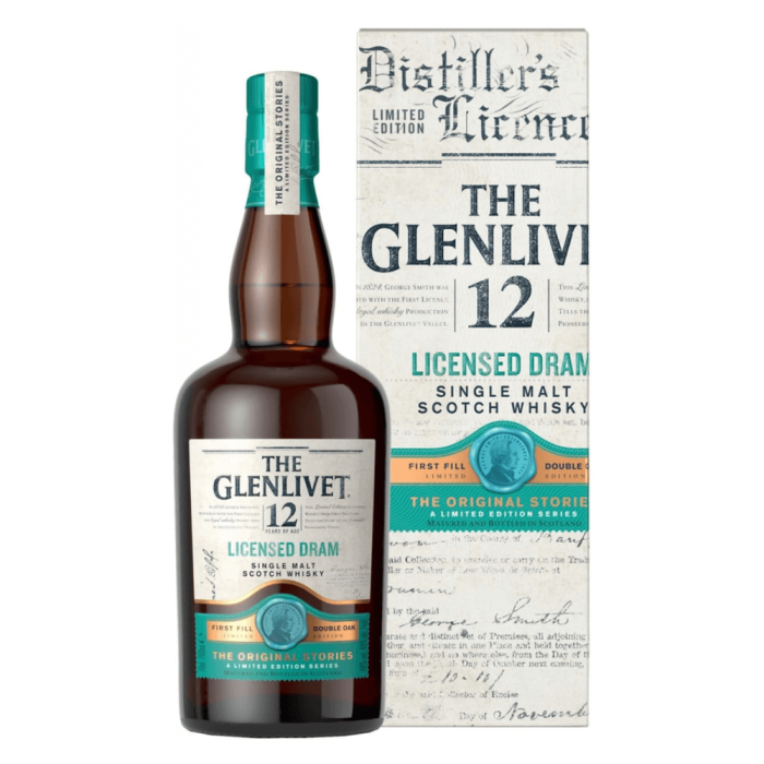 THE GLENLIVET 12YO LICENSED DRAM WHISKY SINGLE MALT 0,7L