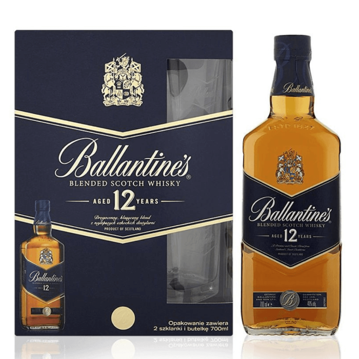BALLANTINES 12YO BLENDED WHISKY 0,7L + 2 SZKLANKI
