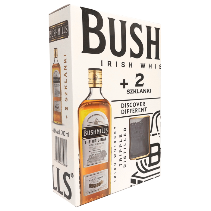 BUSHMILLS ORIGINAL WHISKY 0,7L + 2 SZKLANKI