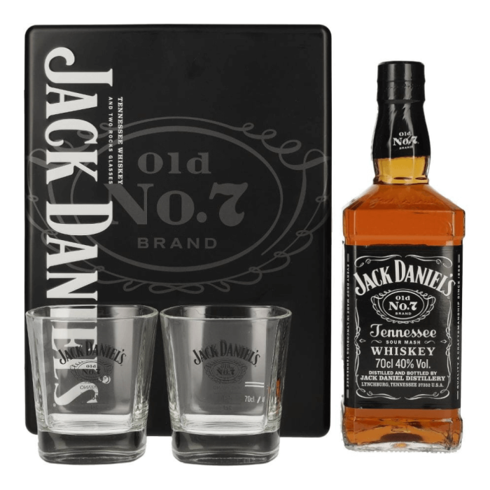 JACK DANIEL’S OLD NO.7 WHISKEY 0,7L + SZKLANKI / PUSZKA