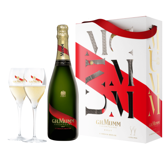 SZAMPAN G.H. MUMM CORDON ROUGE BRUT 0,75L + 2 KIELISZKI