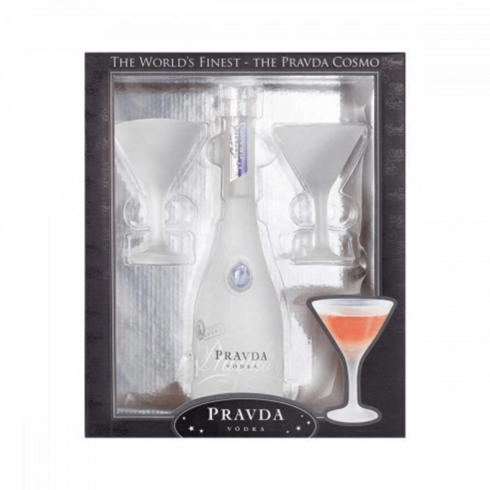 PRAVDA VODKA 350 ML + 2 KIELISZKI - COSMO GLASS
