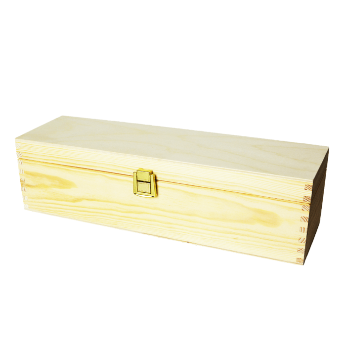 KASETKA DREWNIANA POJEDYNCZA NATURALNA NA 1 BUTELKĘ