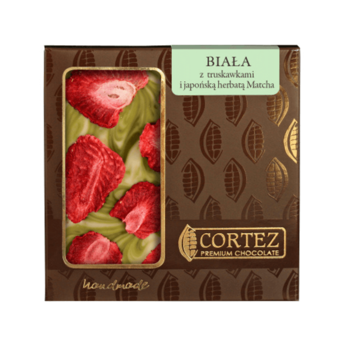 CORTEZ CZEKOLADA BIAŁA 33,1% + TRUSKAWKI I JAPOŃSKA HERBATA MATCHA 85G
