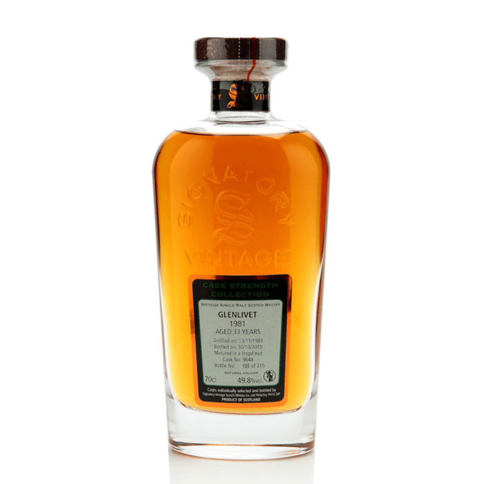 GLENLIVET 1981 SIGNATORY 33YO SINGLE MALT 0,7L + PUSZKA