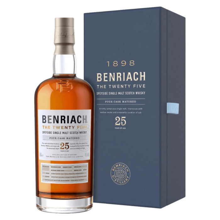 THE BENRIACH 25YO SINGLE MALT WHISKY 0,7L + OPAKOWANIE