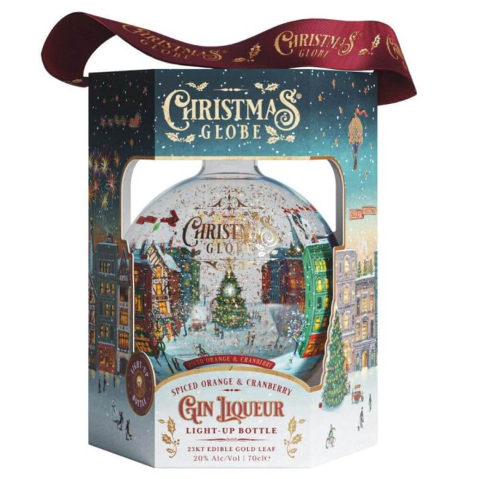 CHRISTMAS GLOBE GIN LIQUEUR SPICED ORANGE & CRANBERRY 0,7L - PODŚWIETLANA BUTELKA