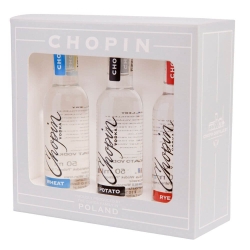 CHOPIN VODKA ZESTAW 3 x 0,05L (MINI) – TRZY RODZAJE WÓDKI, JEDEN ELEGANCKI ZESTAW